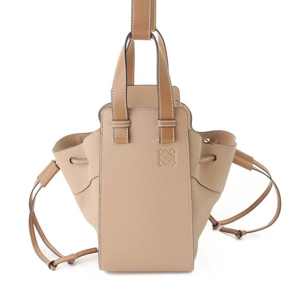 Loewe Hammock DW Leather Shoulder Bag Greige Gray